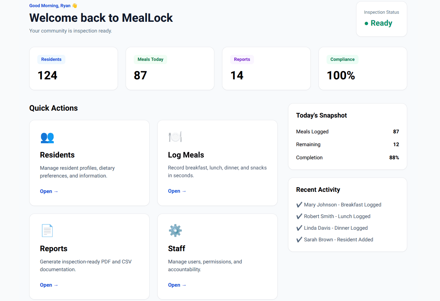 MealLock Dashboard